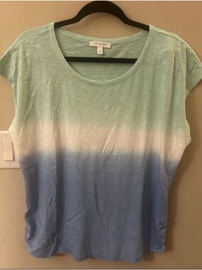 Talbots Mint to Blue Ombre Cap-Sleeve Tee